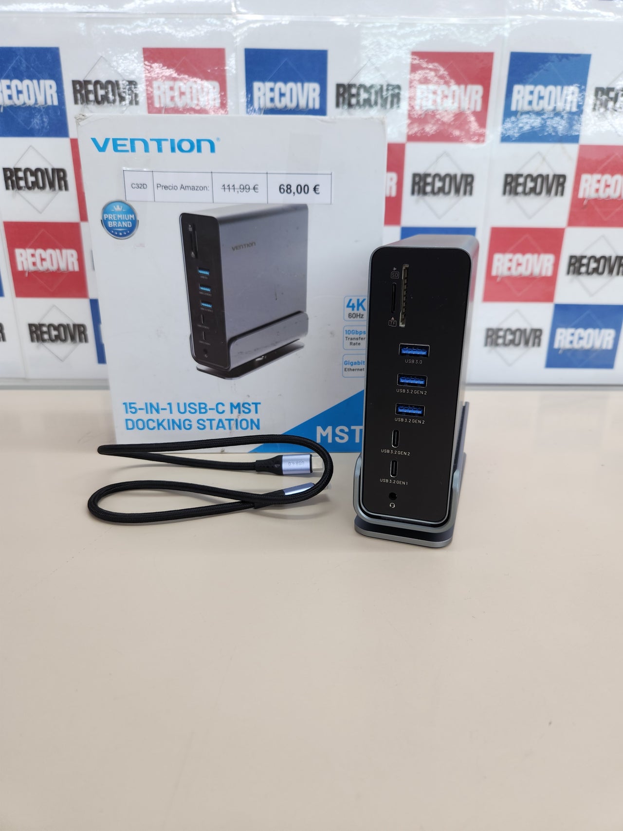 Estación USB-C 15 puertos con 4K y PD100W