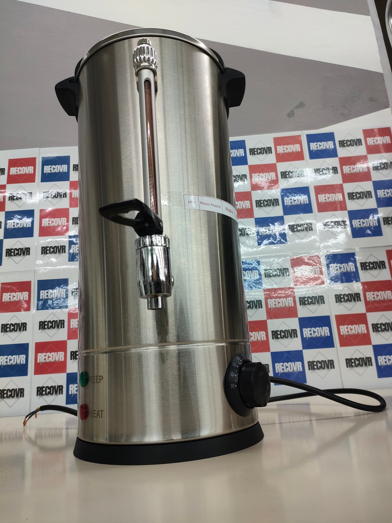 Dreamhigh® Dispensador de Bebidas Calientes y Frías 10L, 1500W Hervidor para Vino Caliente con Grifo, Máquina para Vino Caliente de Acero Inoxidable, Ajuste de Temperatura de 30-110°C