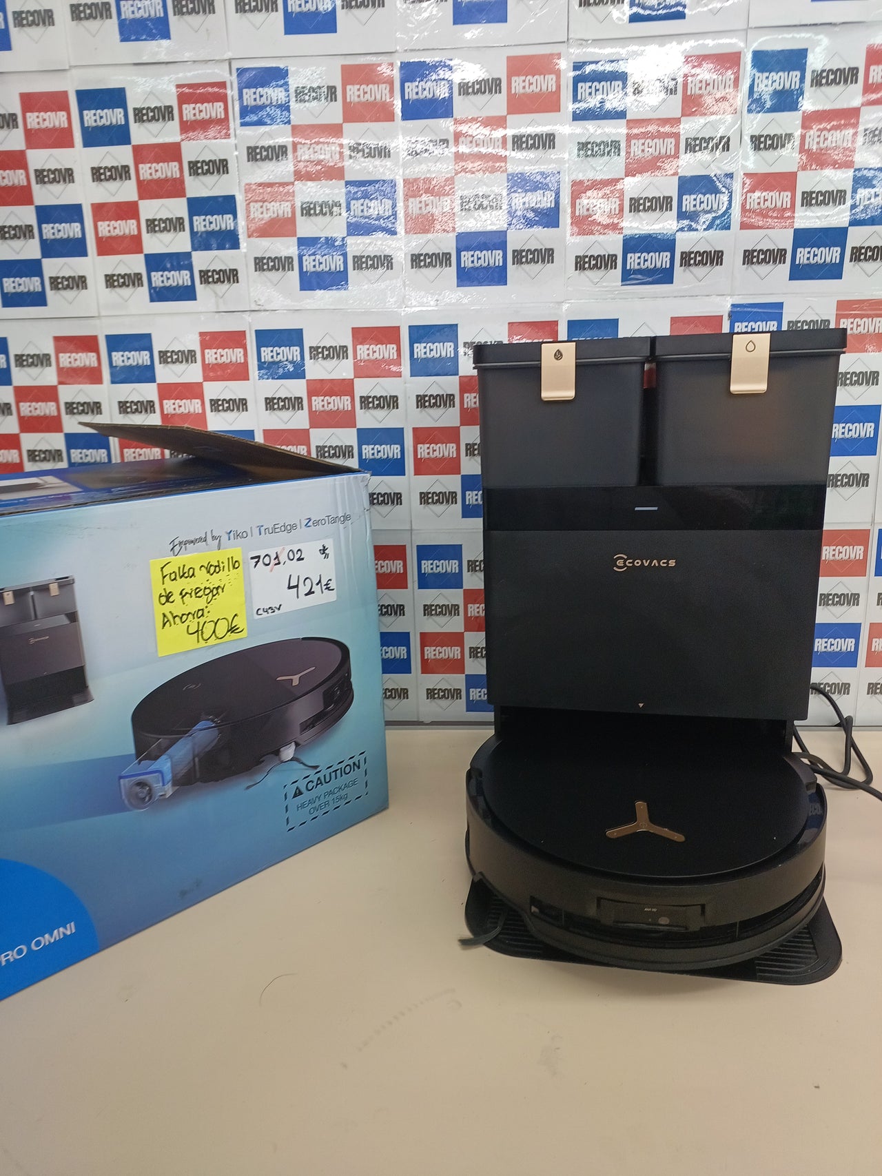 Robot aspirador 18000 Pa fregona agua caliente 75 °C Ecovacs