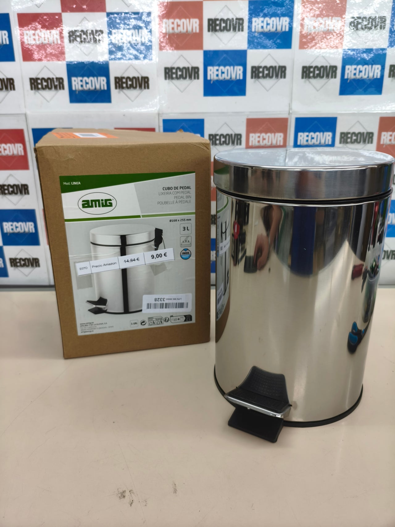 Cubo de basura de baño con pedal de 3 L y cubo interior extraíbl