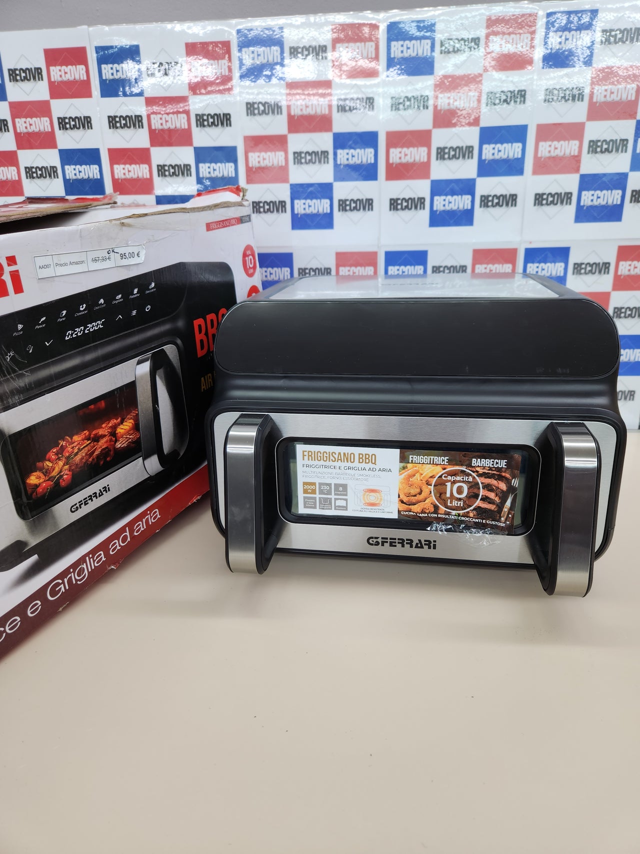 Freidora de aire 200 W, 10 Litros XXL Horno Barbocoa Smokeless, Doble resistencia, Accesorios incluidos, Temporizador 60 min, G3 Ferrari G10181 Friggisano