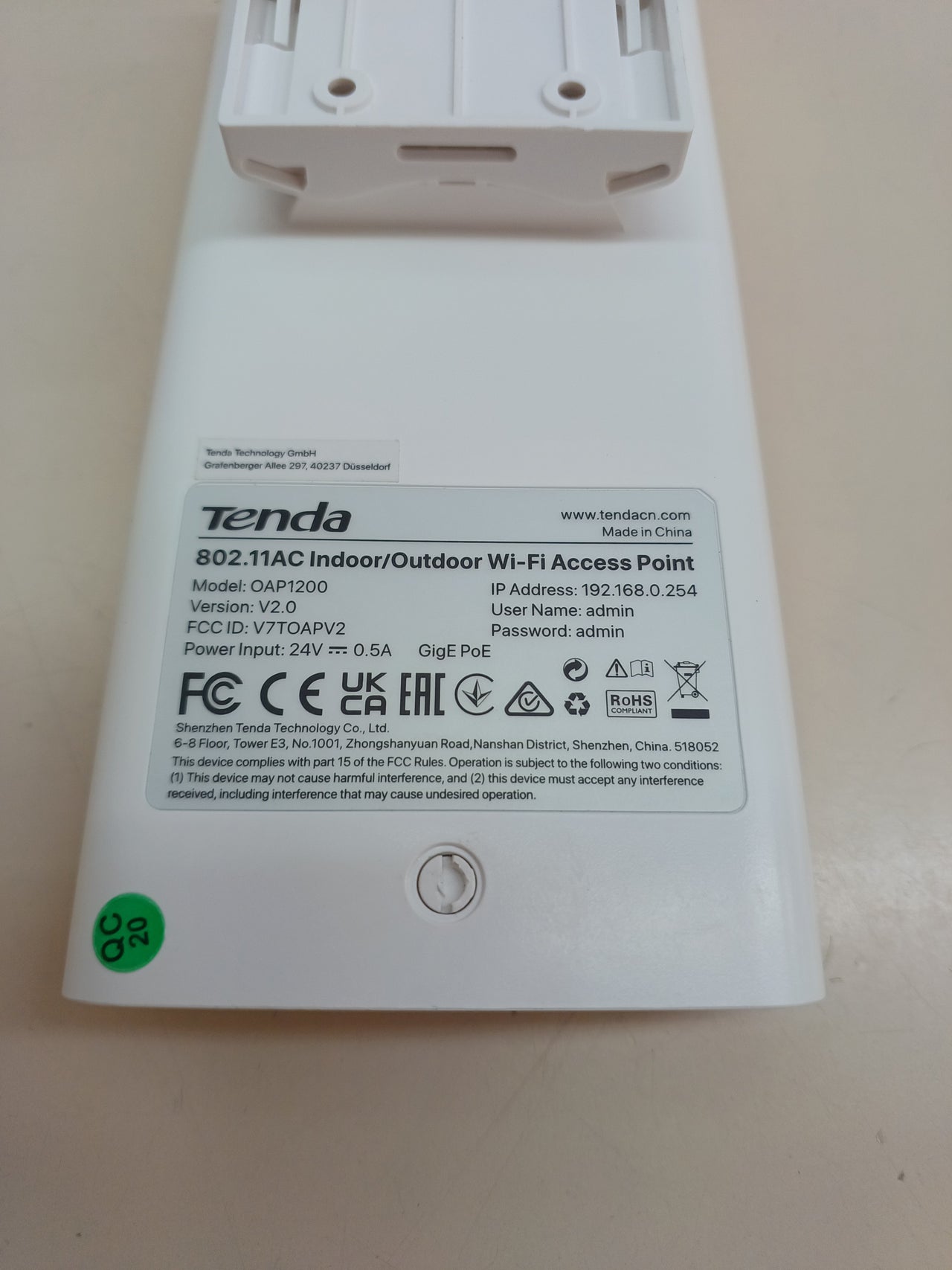 Punto de acceso Wi-Fi exterior Tenda OAP1200 AC1200