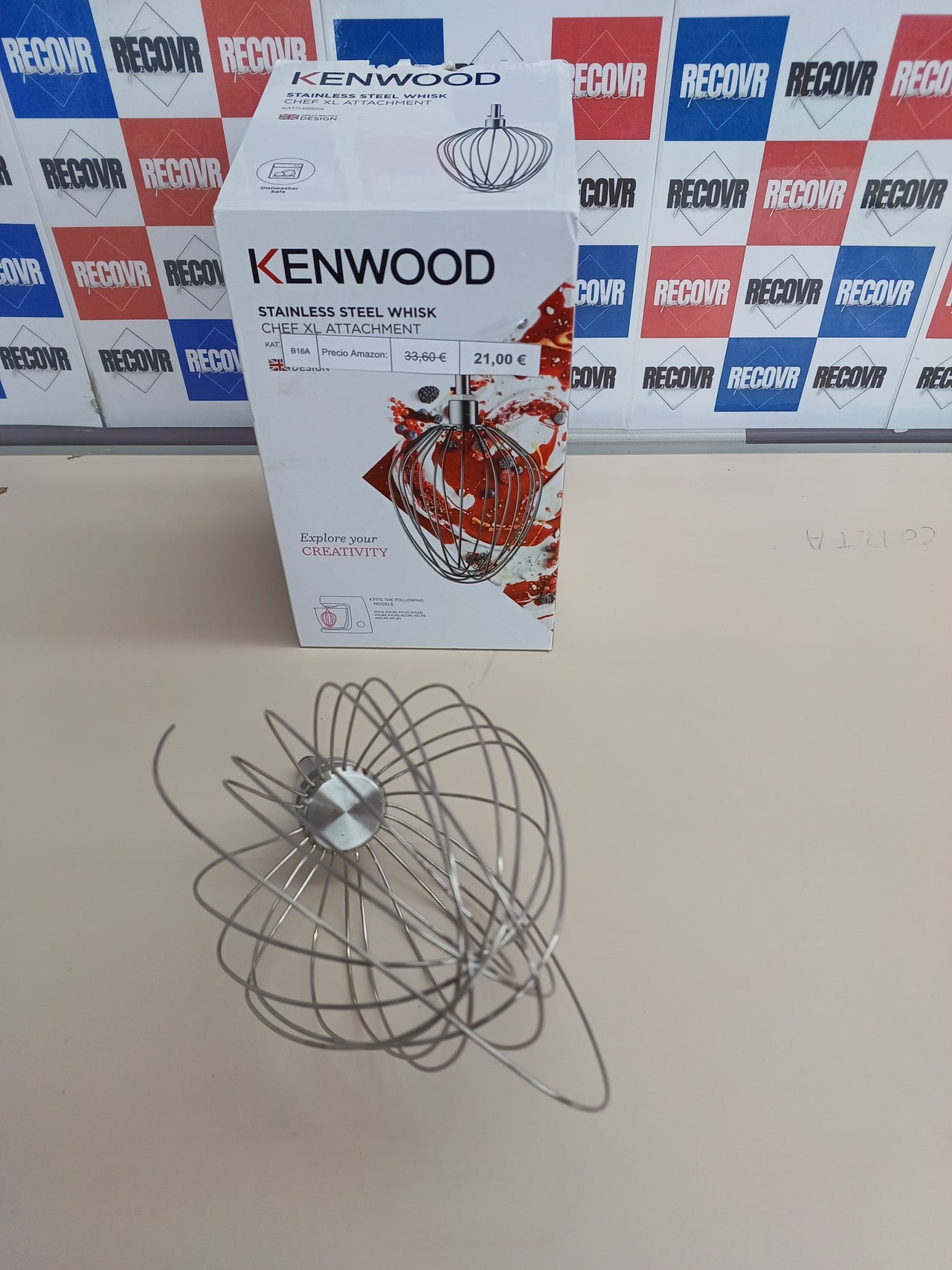 Accesorio Batidor XL robot de cocina de acero inoxidable batidor de globos, apto para todos los procesadores de cocina Chef, apto para lavavajillas, plata Kenwood