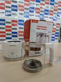 Thumbnail for Morpilot Espumador de leche eléctrico, Milk Frother de cristal, bonito para ver, 4 en 1 función, capacidad 250 ml capuchino o 300 ml leche caliente, diseño dividido, blanco