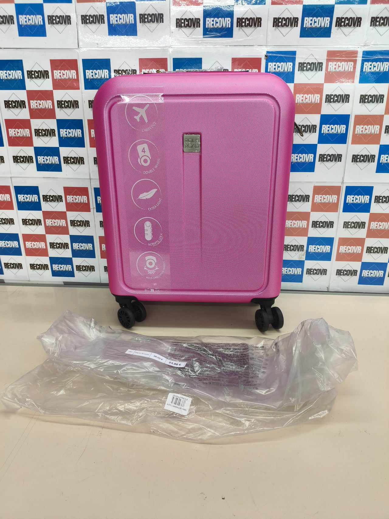 Maleta de cabina Roll Road Camboya 37 L rosa rígida ABS 55 cm