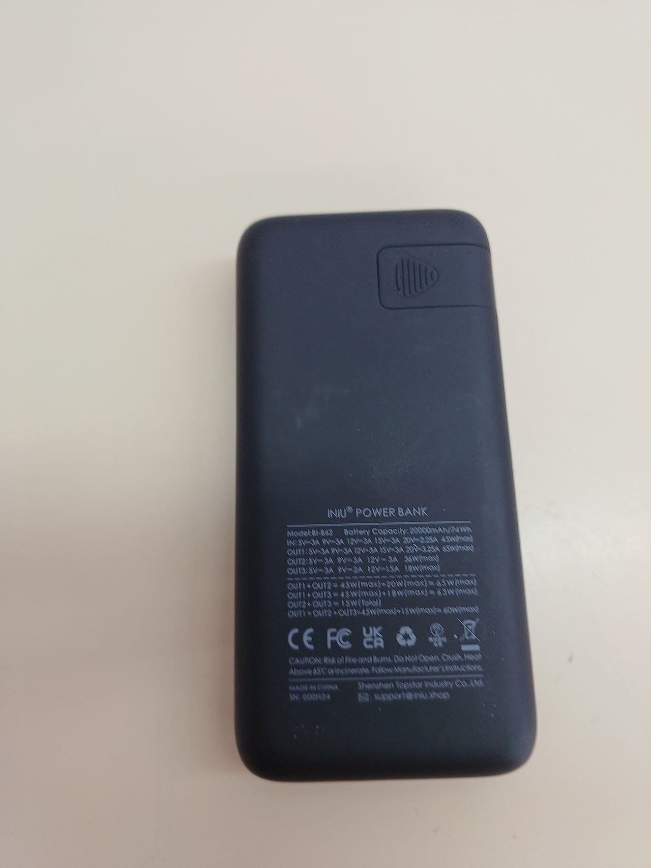 Powerbank 20000 mAh 65W USB-C rápido - INIU