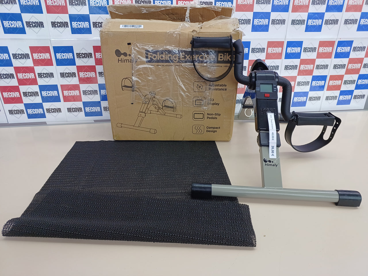 himaly Mini Bicicleta de Ejercicio Plegable Portátil para el Hogar Pedal Ejercitador Gimnasio Fitness Brazo Pierna Entrenamiento Resistencia Ajustable con Pantalla LCD para Mujeres y Hombres