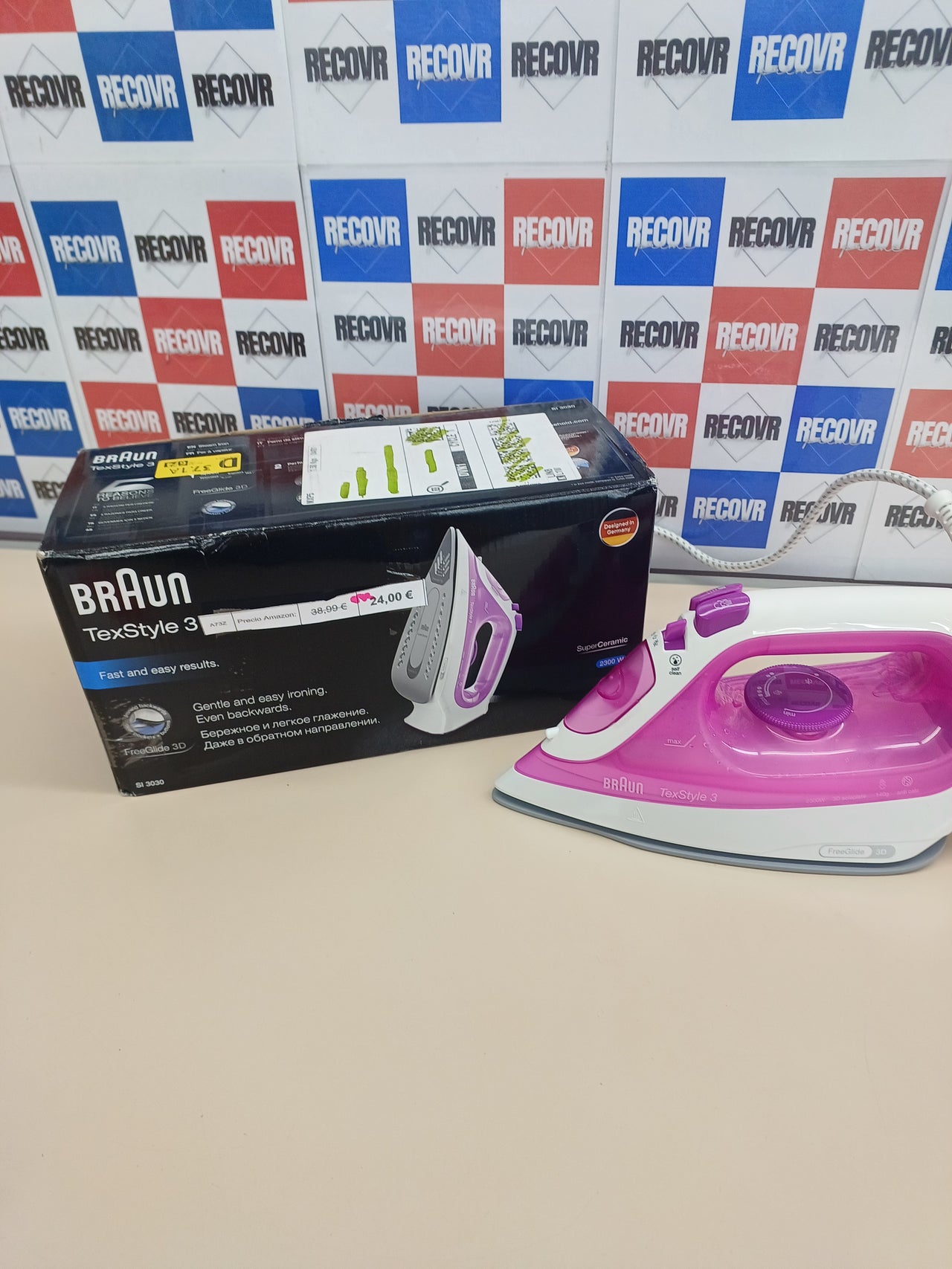 Plancha ropa vapor Texstyle, 2300 W, suela bidireccional 3D SuperCeramic, déposito 270 ml, Frambuesa, Púrpura, 140 gr/min Braun Hogar.