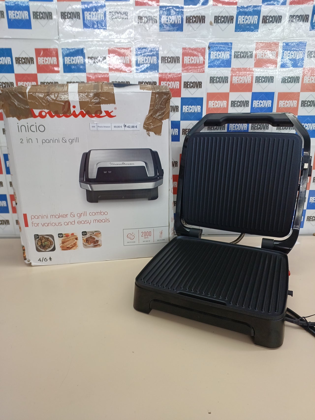 Grill panini 2000 W placas antiadherentes – Moulinex