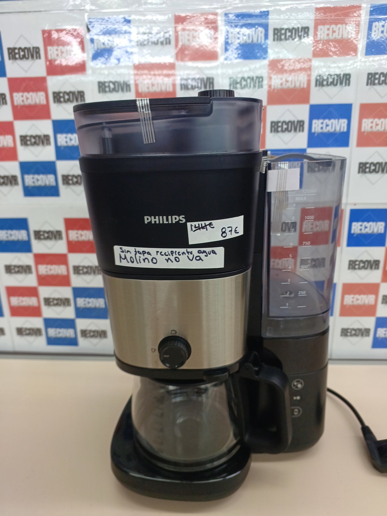 Cafetera goteo con molinillo, jarra 1,25 L PHILIPS
