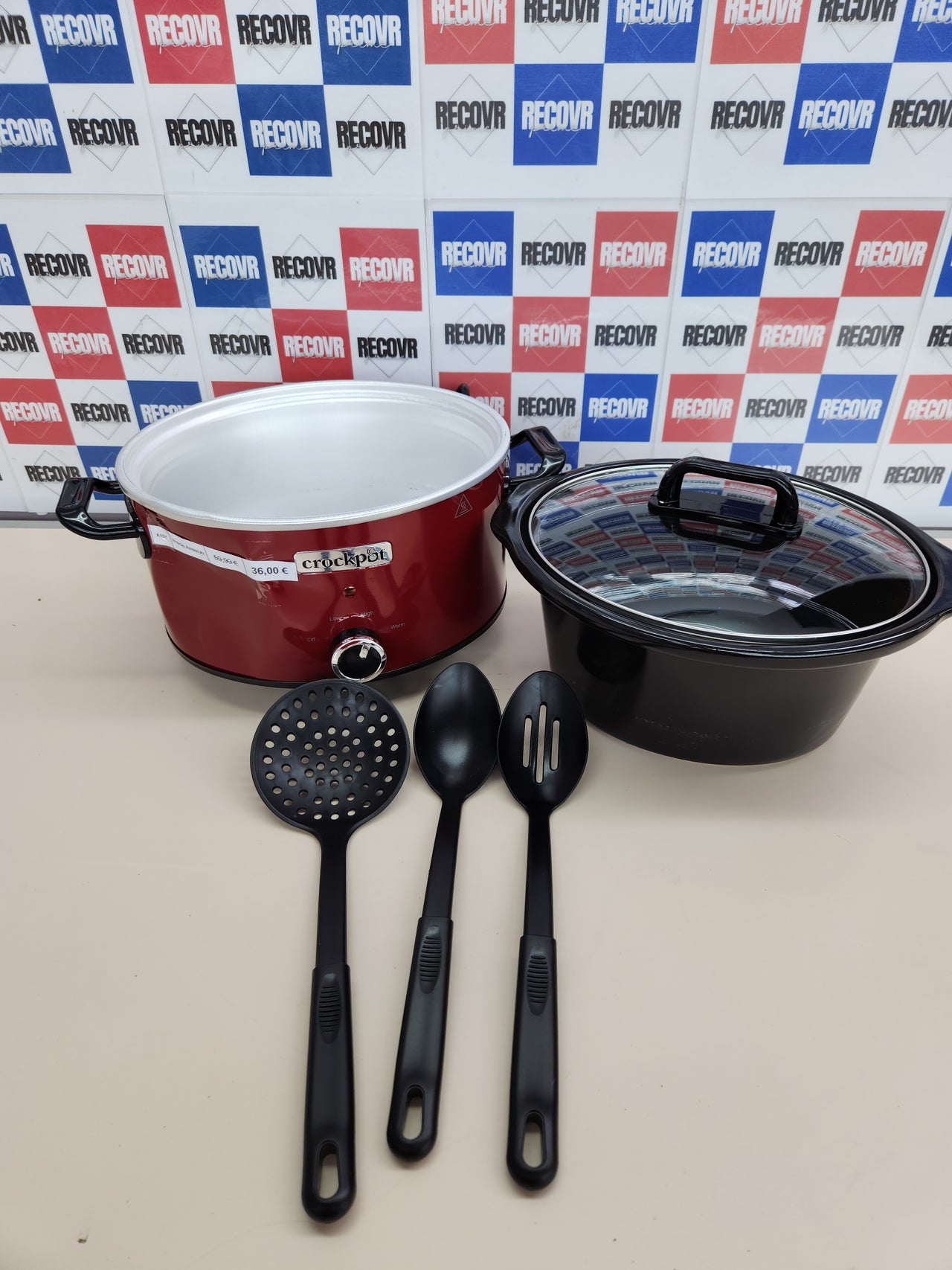 Olla 210W, 3,5L Cocción Lenta Manual para Preparar Multitud de Recetas| Acero Inoxidable, Rojo [Scv400Rd-050], 9.45 Inches X 12.99 Inches X 12.01 Inches, Rojo, Crock-Pot