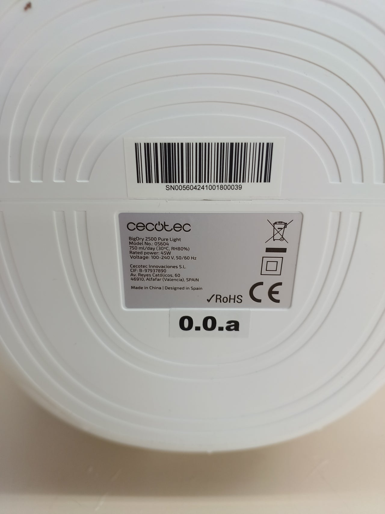 Deshumidificador Cecotec BigDry 2500 Pure Light Blanco