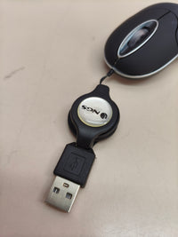 Ratón óptico NGS SIN BLACK, USB retráctil, 1000 DPI