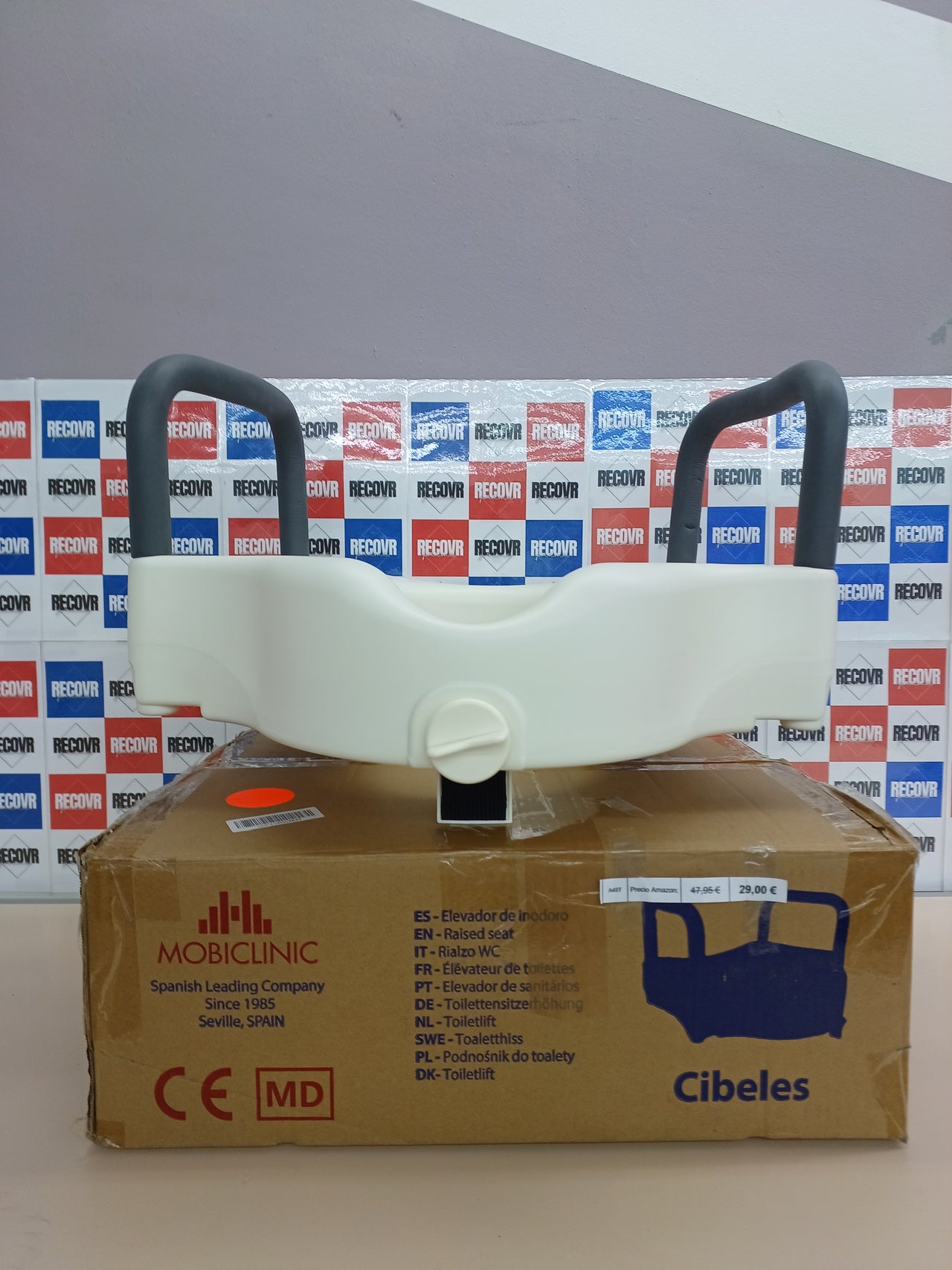 Mobiclinic, Elevador wc, Cibeles, Asiento de inodoro, Marca española, Reposabrazos acolchados, Con asas, Ayudas para el baño, Personas mayores, Discapacidad, Movilidad reducida, Confort, 10 cm