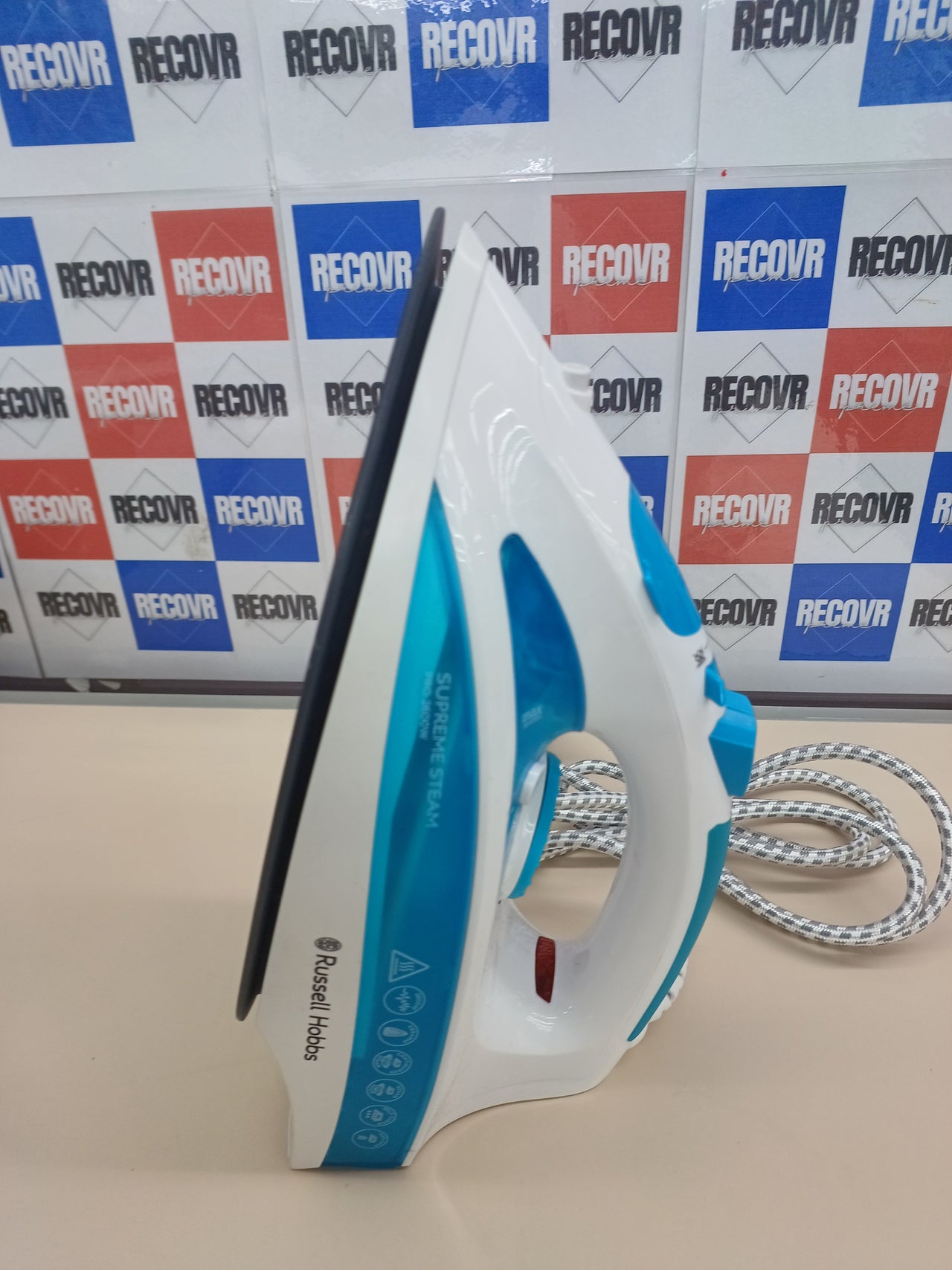 Plancha 2600W Cerámica  Russell Hobbs, Blanco/Azul.