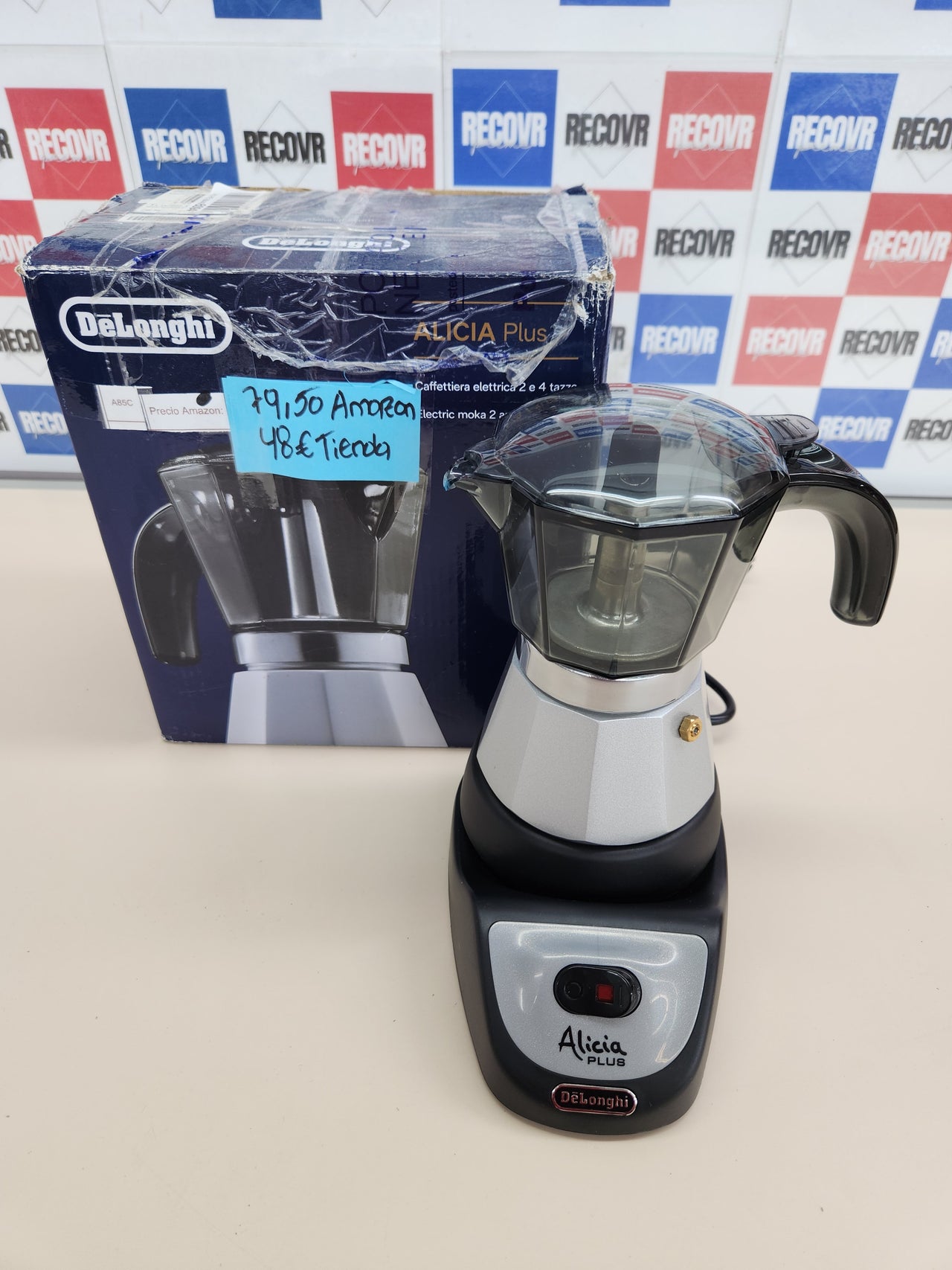 De'Longhi Alicia EMKM 4 - Cafetera independiente, semi-automática, 450 W, 2-4 tazas, metal, 1,4 l, negro/plata/transparente