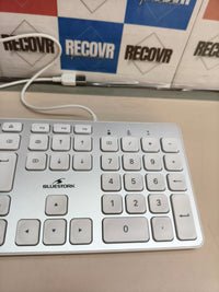 Teclado QWERTY con cable Bluestork para Mac, blanco